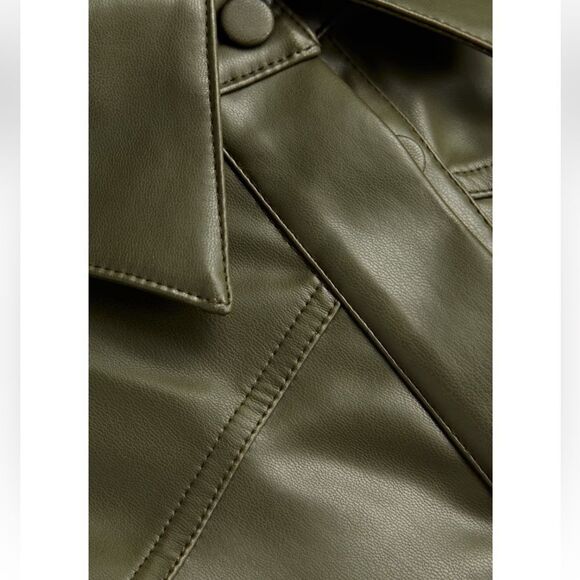 Nicholas Vegan Leather Green shirt Flawed - Picture 4 of 8